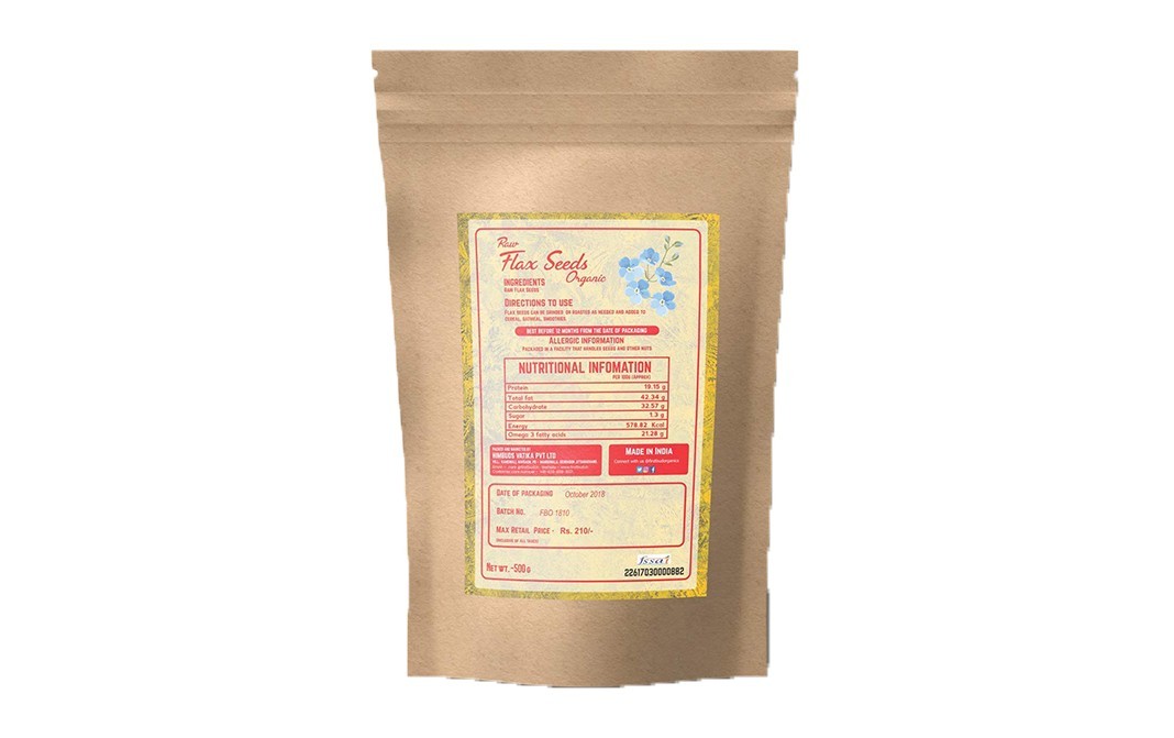 First Bud Organics Flax Seeds    Pack  500 grams